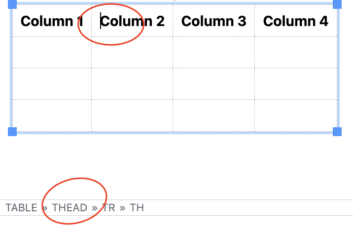 example of a table header