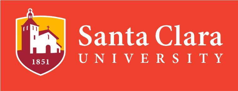 New SCU Logo on an orange background that is not on the SCU color palette 
