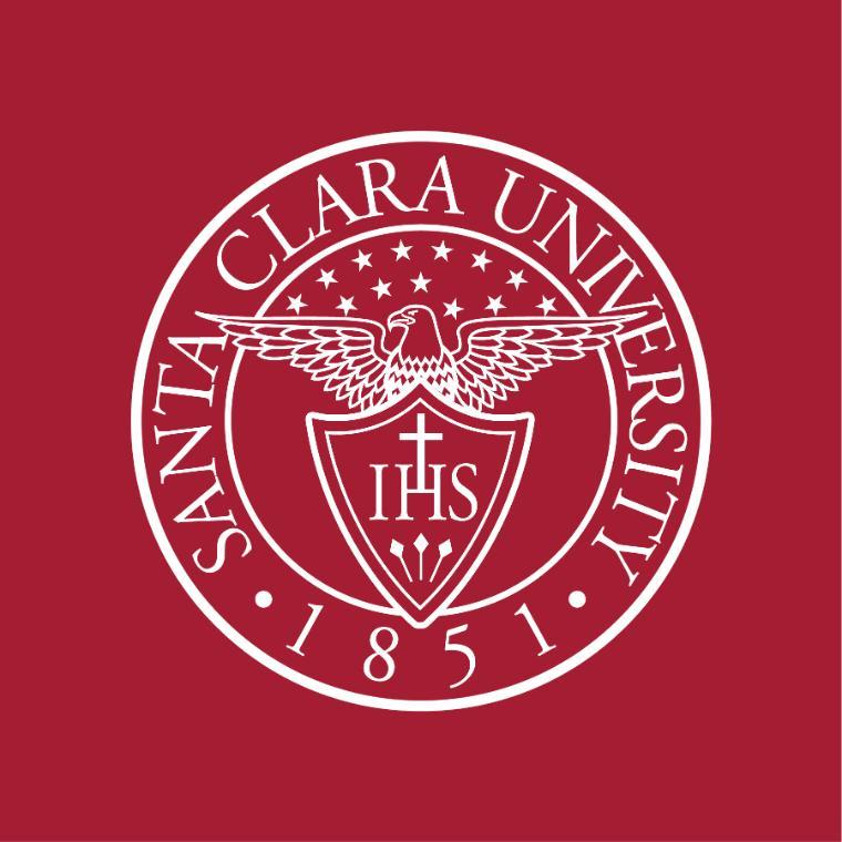 SCU Seal in white on red background 