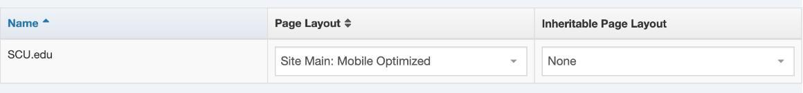 Drop down field showing Site Main: Mobile Optimized option