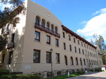Exterior of OConnor Hall on a sunny day with blue sky.
