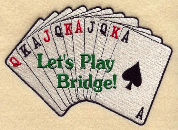 Playing cards with text Let's Play Bridge!.