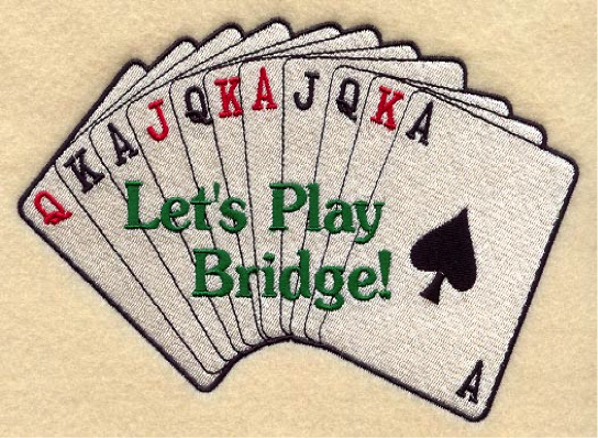 Playing cards with text Let's Play Bridge!.