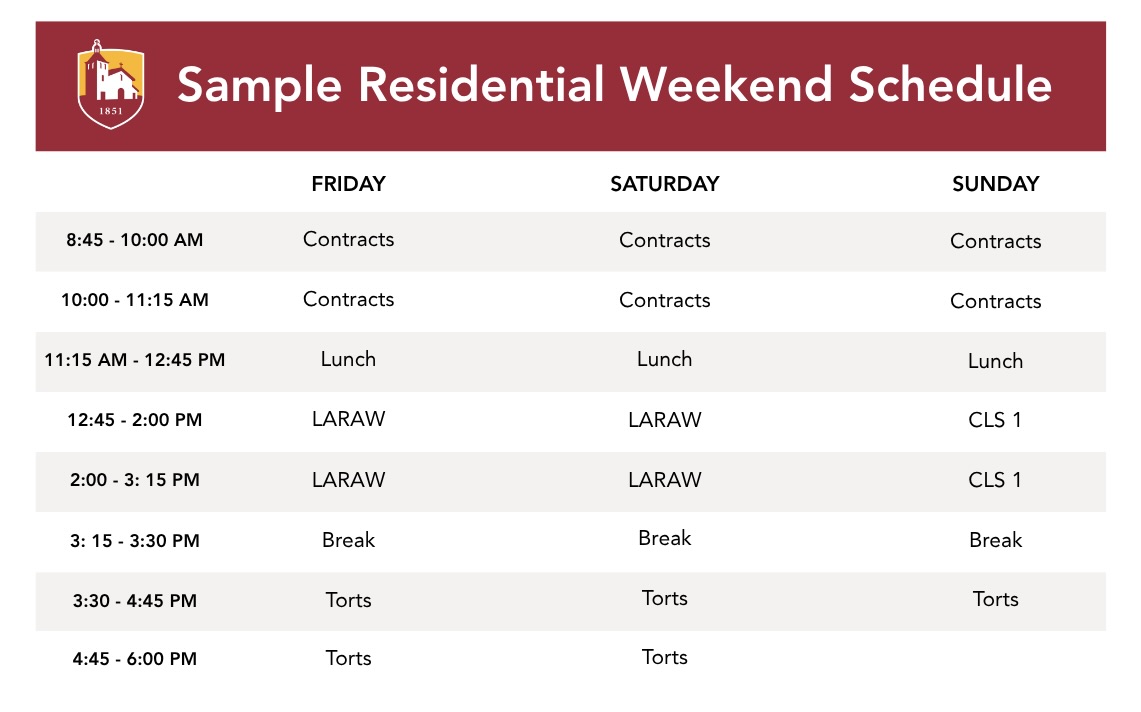 Flex JD Sample Residency Weekend Schedule
