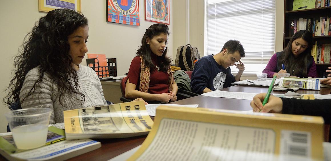 Dr. Jesica Fernández leads students in discussion in an upper division Ethnic Studies seminar. Photo by Greg Ramar.